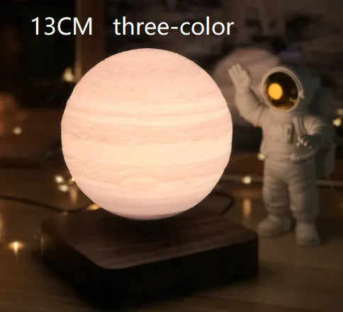 Magnetic levitation moon lamp with 14cm 3D printed moon floating 15mm above a wooden base, touch switch night light