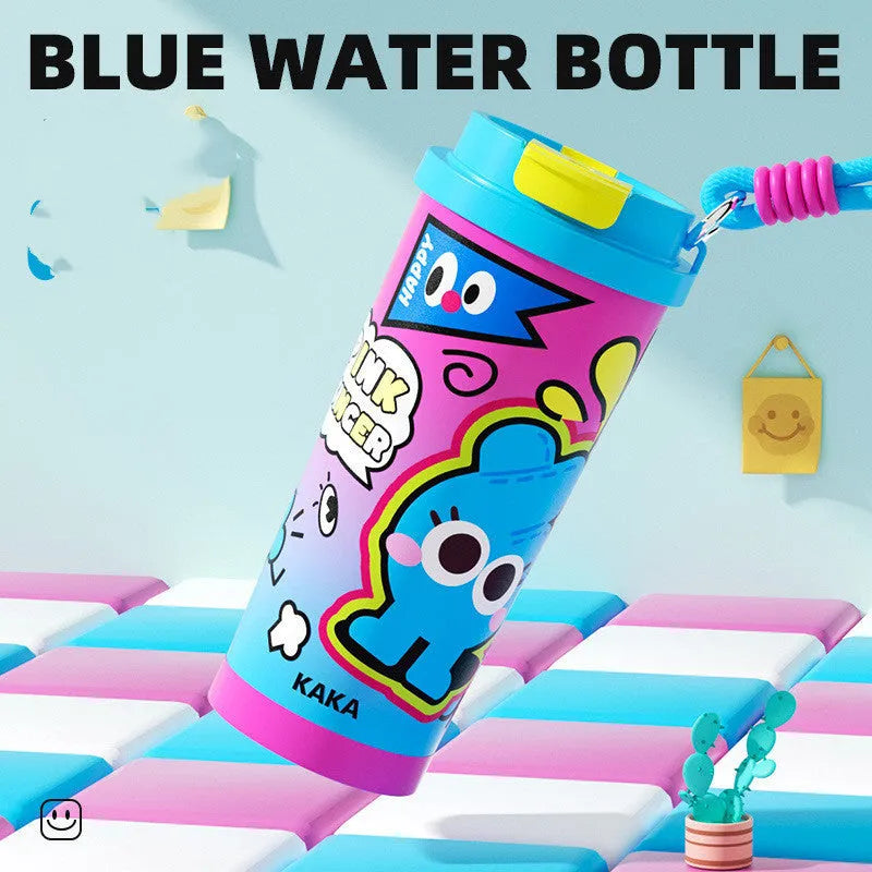 A creative-design vacuum insulated water bottle in one of four colours, showing a 500ml capacity.