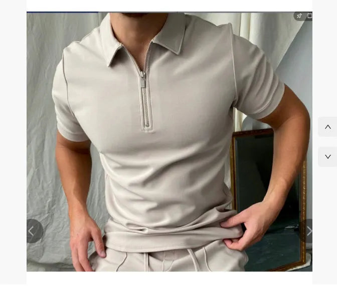Men's loose fit short sleeve polo shirt in solid colour options