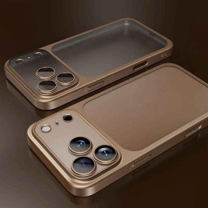 Frosted electroplating PC phone case for iPhone 17 series in all-inclusive design showing drop resistance