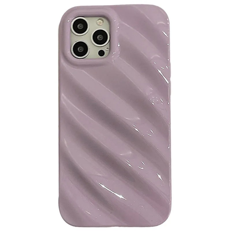 Ins Style simple pleated silicone phone case for Apple iPhone in a Nordic design colour.