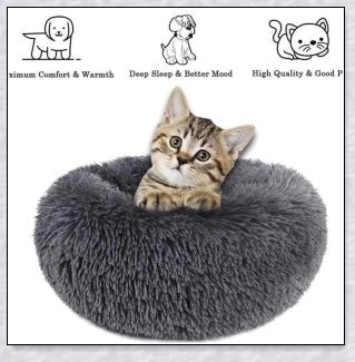 Round & Raised Cat Marshmallow Bed with Raised Rim Design for Relaxation and Comfort