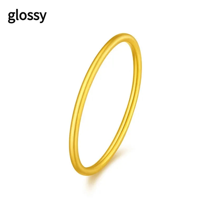 Brass gold plated women's bracelet ring shown in glossy, matte, and twist styles.
