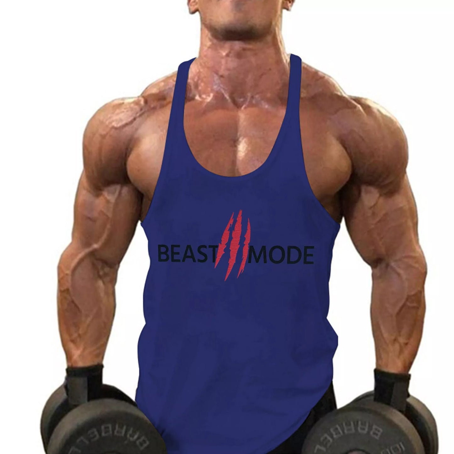 Men's cotton I-print halter vest for summer fitness in various colors