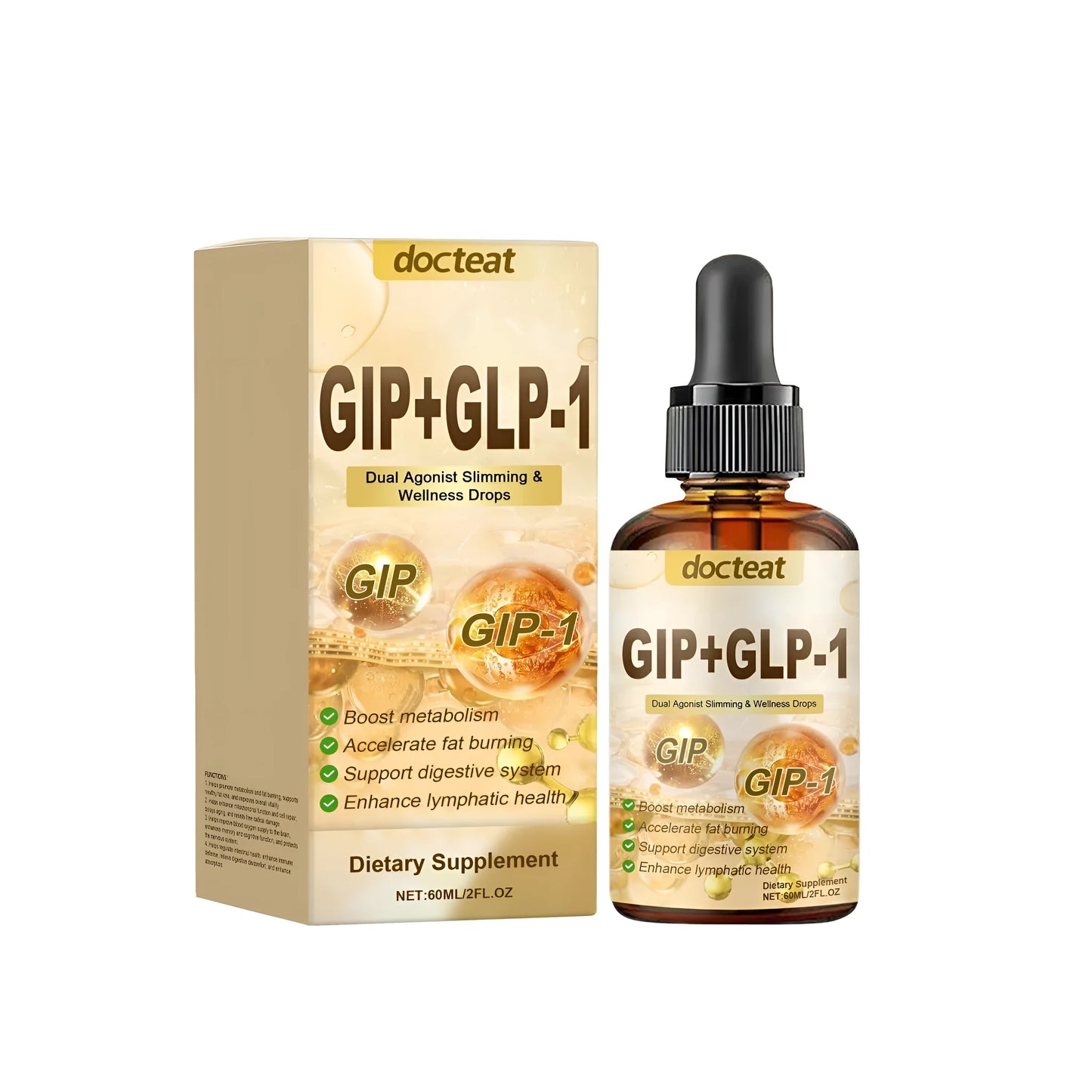 60ml bottle of Drip Health Drops liquid supplement with an integrated dropper.