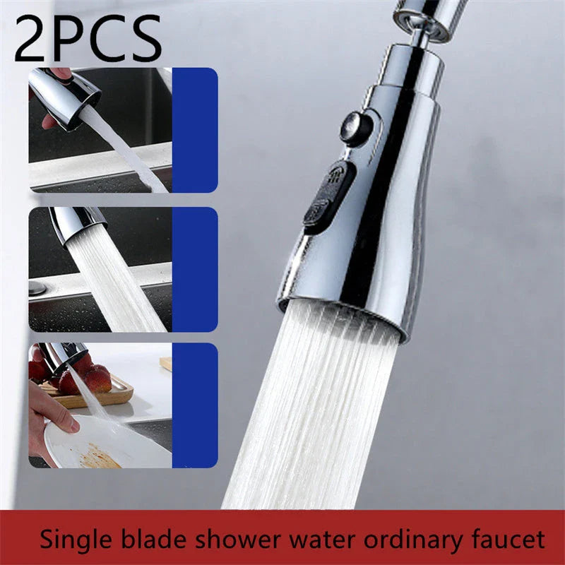 Pressurized faucet sprayer with 360-degree rotation, 3 water modes, and anti-splash design for powerful kitchen cleaning