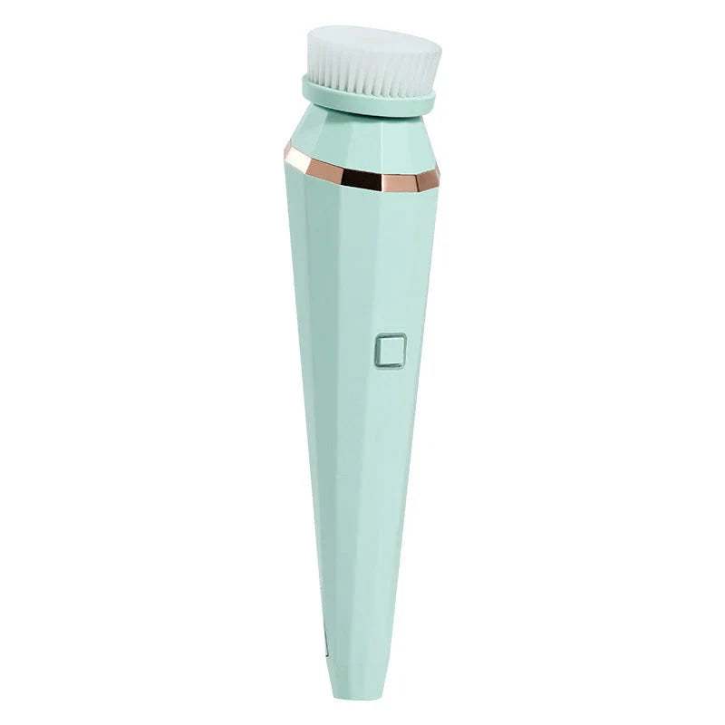 Rechargeable electric facial cleansing brush with 4 interchangeable brush heads for deep cleaning and revitalizing the skin