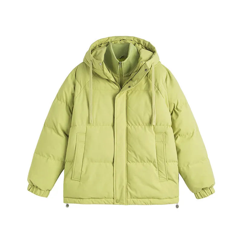 Winter cotton-padded coat in loose fit with side pockets, available in six colours including mustard yellow and light blue