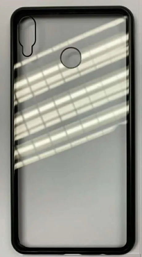 Magnetic phone case with 9H tempered glass back and metal frame for Huawei smartphones in black, blue, red, or white