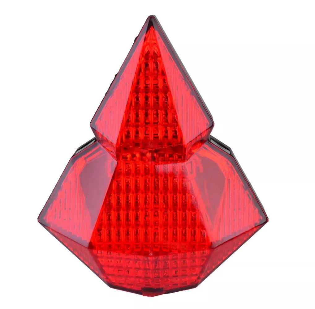 USB rechargeable bicycle tail light with laser safety feature in red and blue