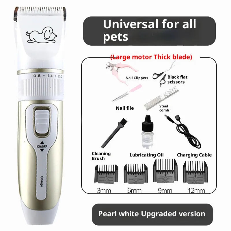 High power professional pet shaver for large dogs and cats in Pearl White or Tuhao Gold with optional power display