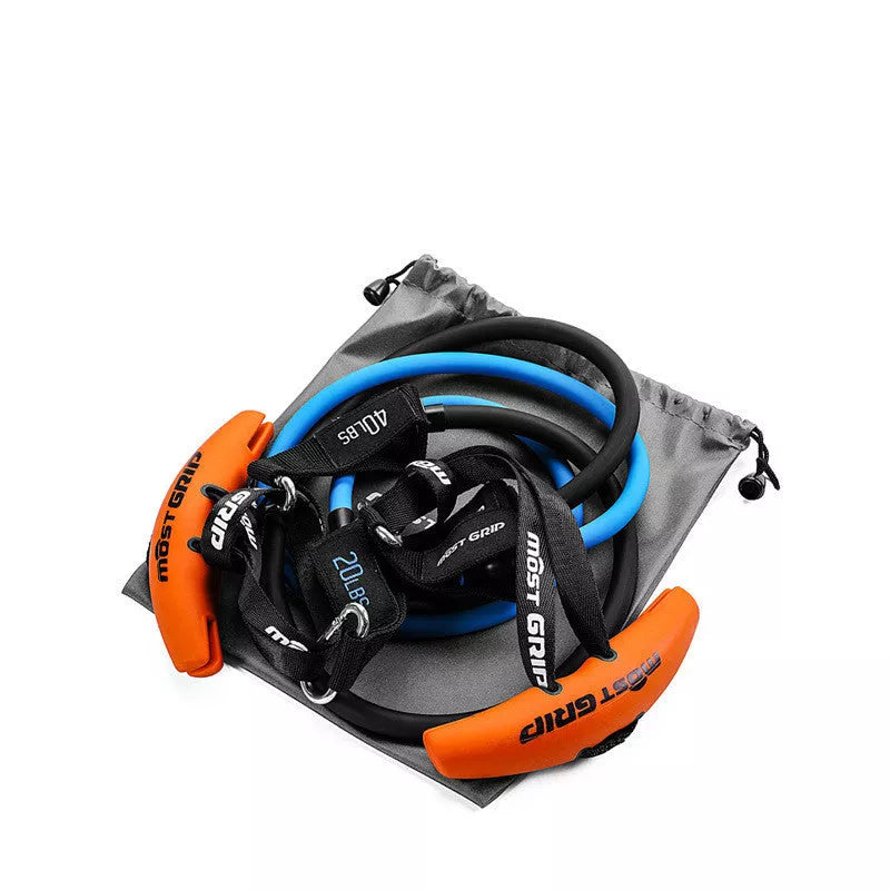 Nylon resistance band handles with 1-meter elastic rope for gym training