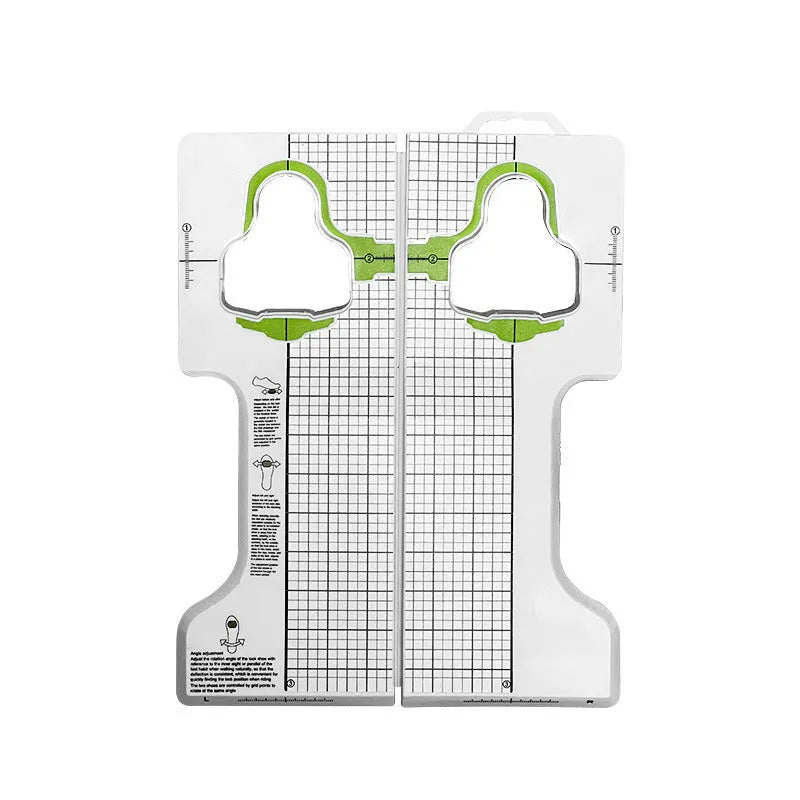 Locking plate adjustment tool for bicycle cleats on a workbench.