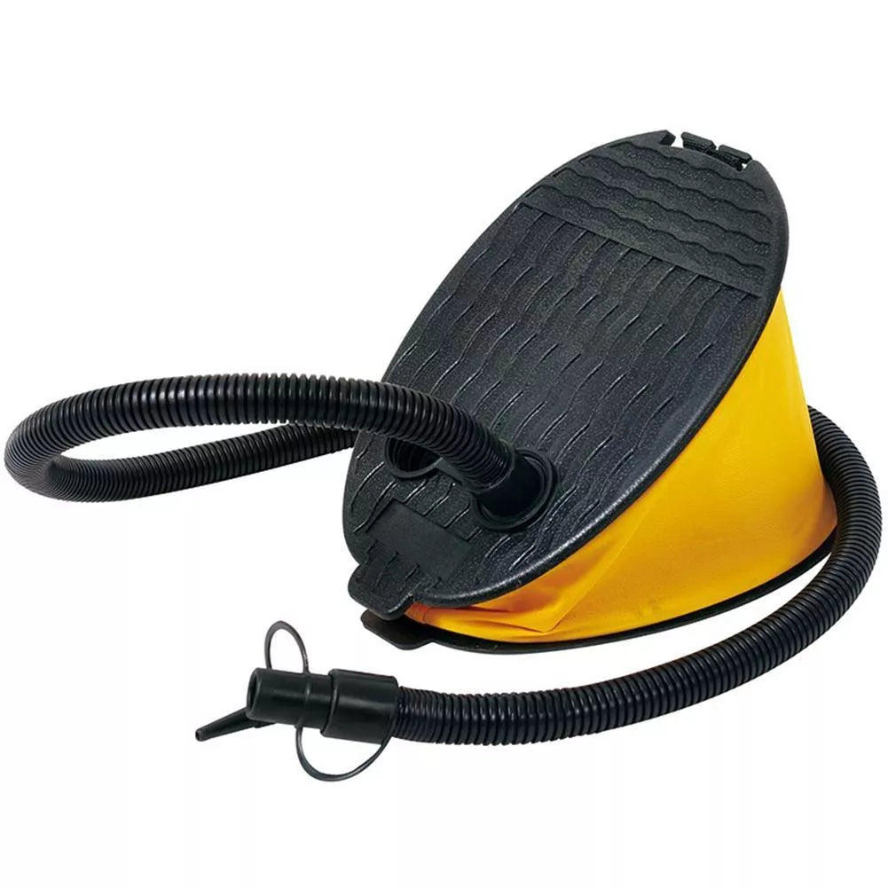 AIRHEAD High Volume Bellows Foot Pump in yellow with 3 adapters for versatile inflation