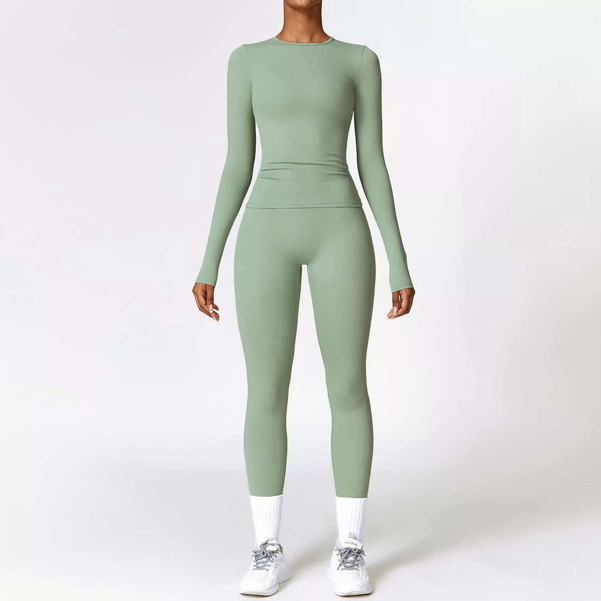 Women's tight-fitting brushed yoga suit in quick-drying nylon-spandex fabric