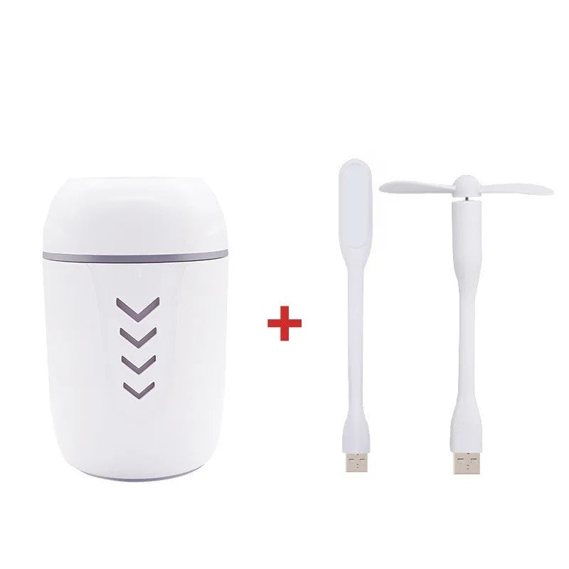 X3 model portable columnar humidifier in blue, with USB cable.
