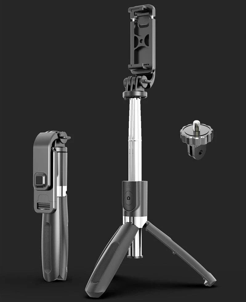 Versatile Bluetooth Selfie Stick compatible with iPhones and Android smartphones, featuring adjustable telescopic design and premium construction