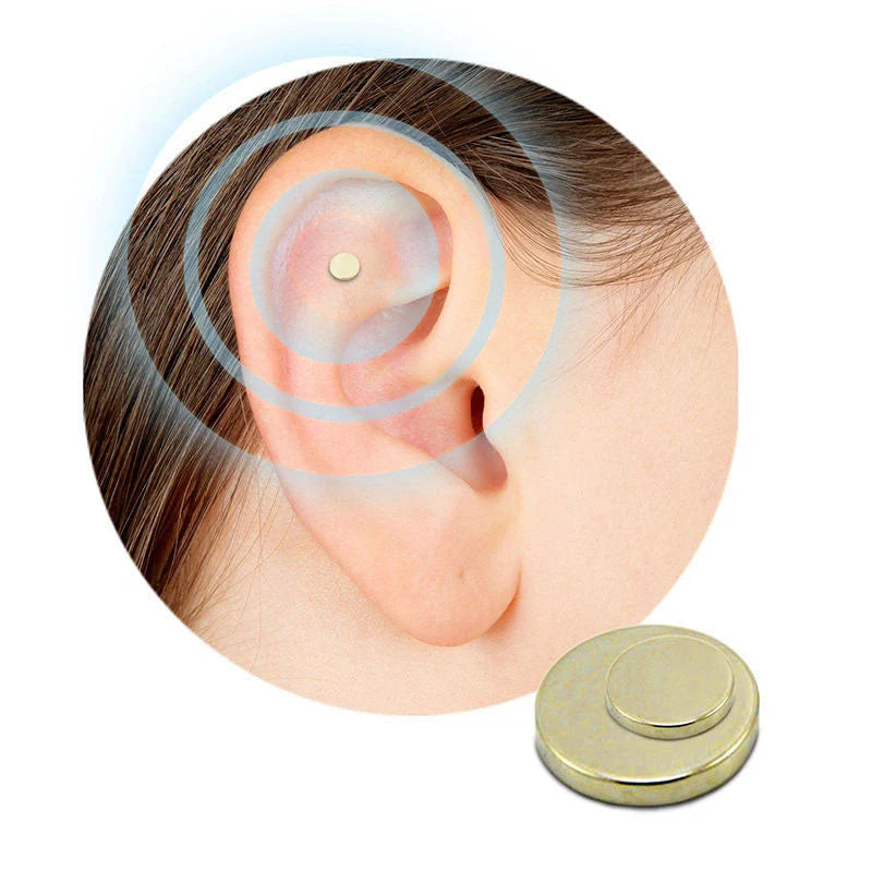 Discreet gold-toned anti-smoking auricular therapy magnet for quitting smoking through acupressure