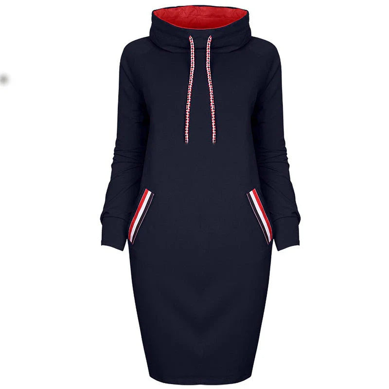 Elegant long sleeve party dress with high collar in a variety of colors and sizes