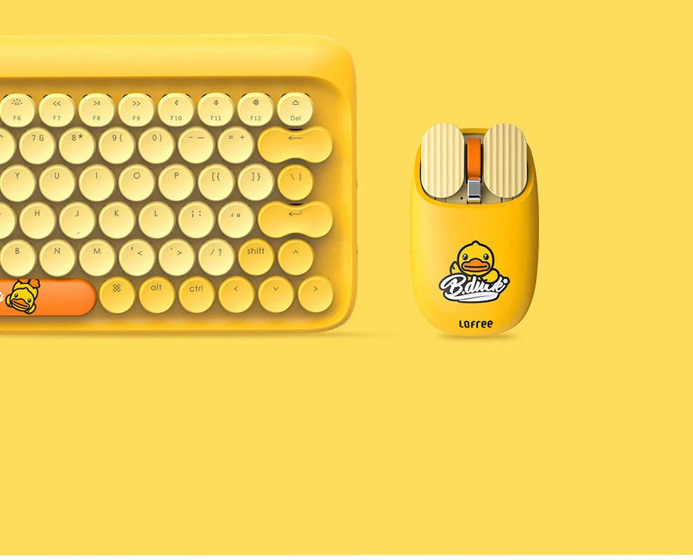 Little Yellow Duck Bluetooth Mouse Keyboard set in bright yellow with compact design