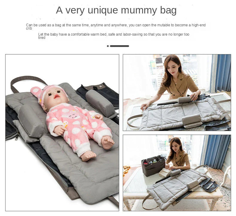 Versatile Folding Mother and Baby Diaper Bag with large capacity, foldable design, and multiple compartments for organizing baby essentials
