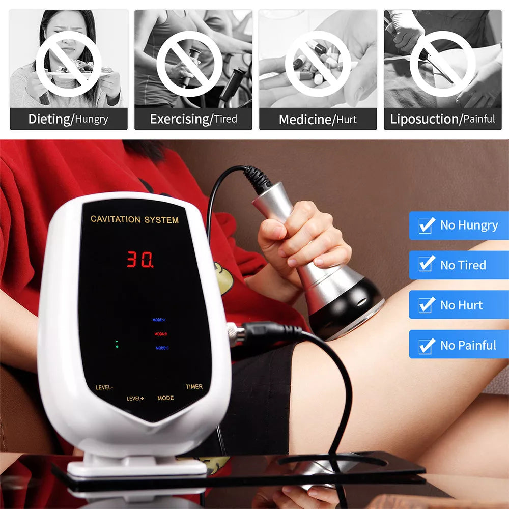 Ultrasonic Fat Rejection Body Sculpting Apparatus in white, compact design for non-invasive fat reduction