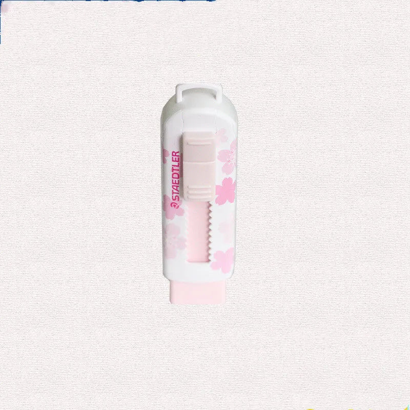 Square pink student rubber with replaceable core for cleaning boards.