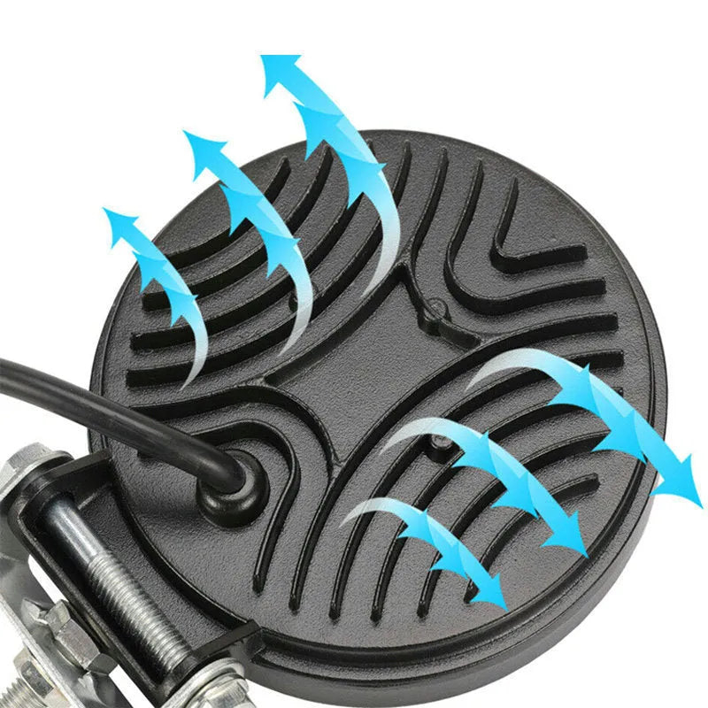 Mini round 27W LED work light with 9 LEDs, 2200LM, 84mm, black aluminium alloy body, 9-30V.