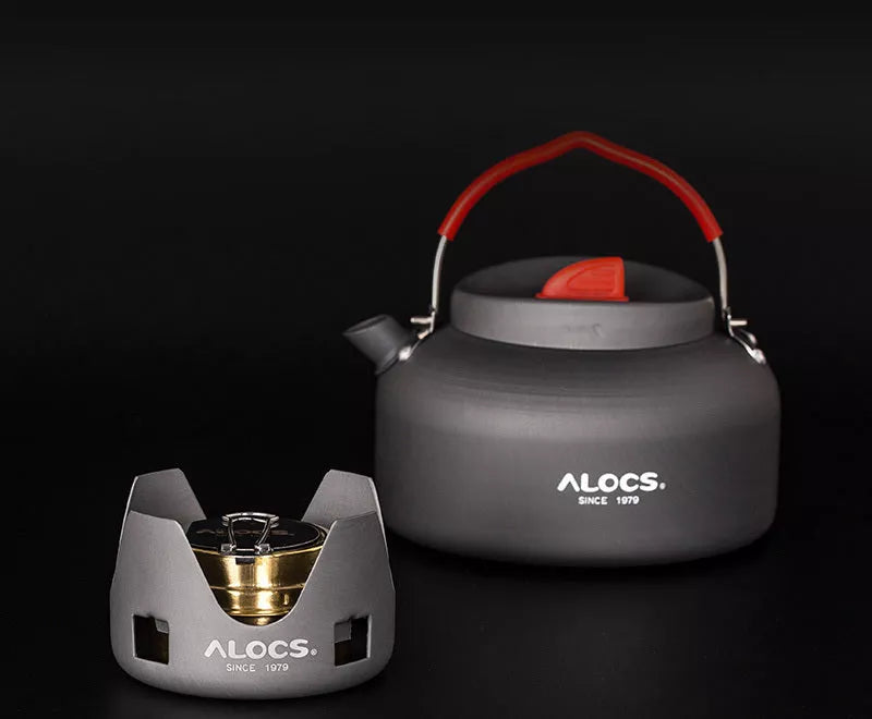 Alocs Alcohol Stove Set with optional kettles for outdoor cooking