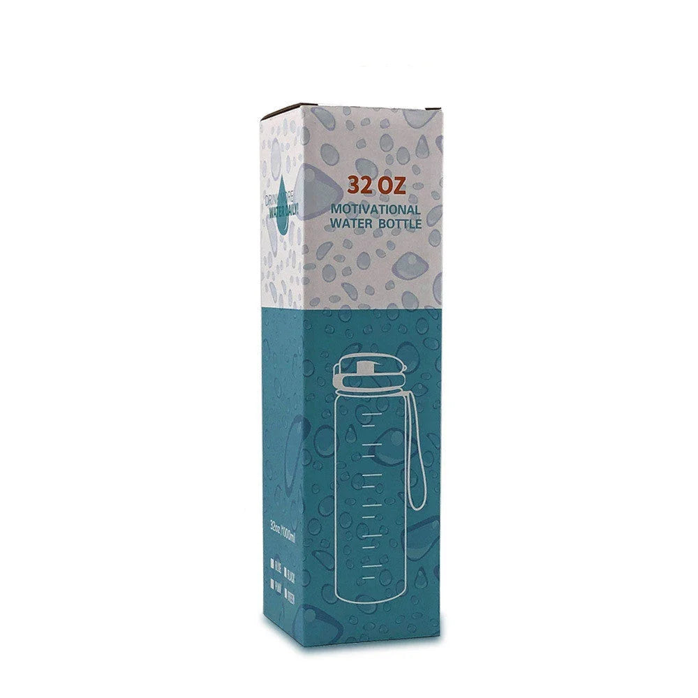 1-Liter Tritan Sports Water Bottle with Time Markers, Bounce Cover, and Motivational Design
