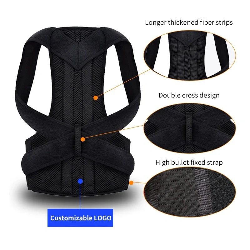 Posture-Perfecting Back Brace for Men and Women - Premium Polyester Fiber Construction, Adjustable Fit, Breathable Support