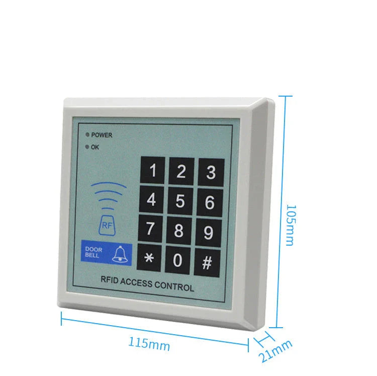 Secure access control system with keypad, RFID cards, and metal housing for home and office security