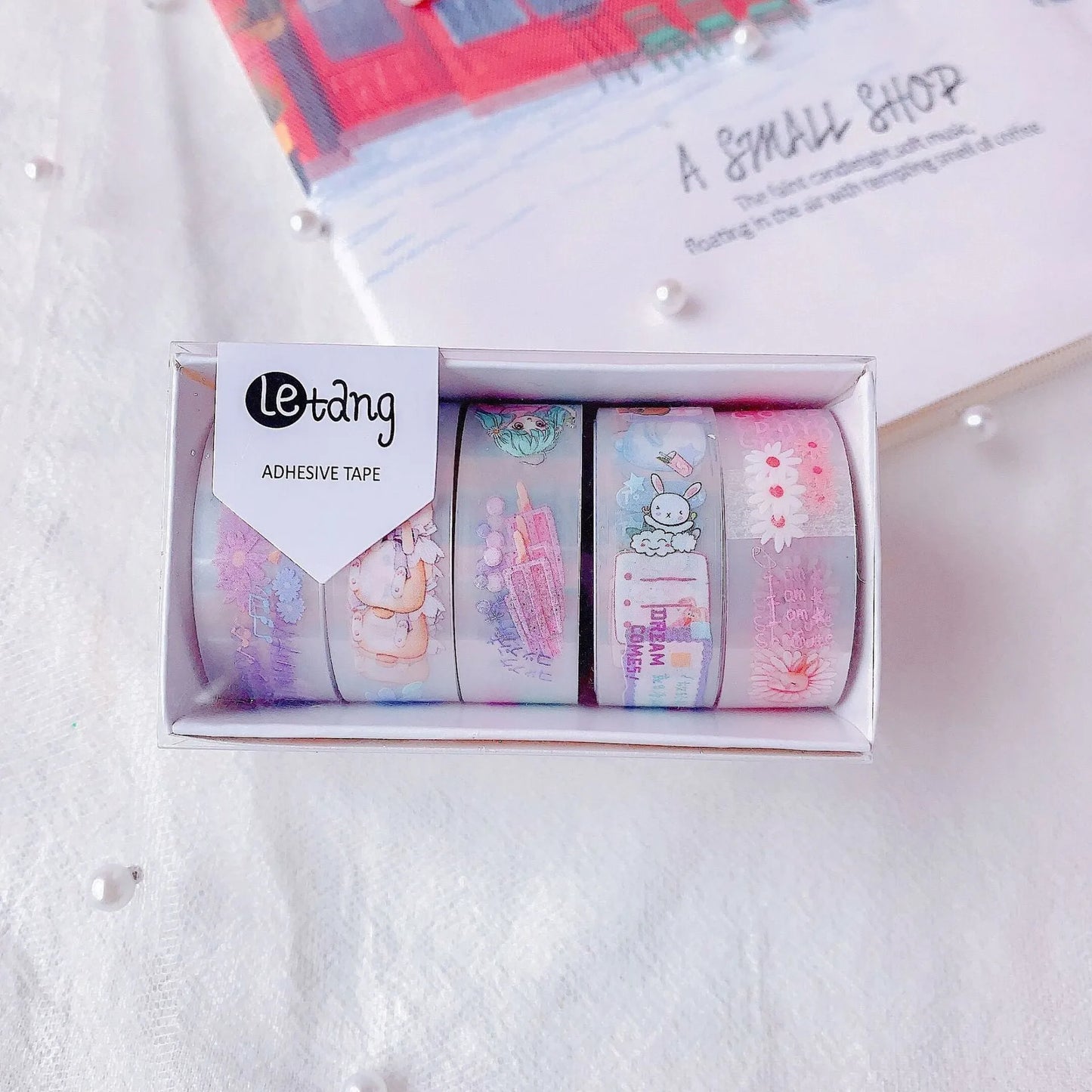 Creative hand account stickers with dinosaur, duck, cat, and rabbit designs on 1.5 cm washi paper tape