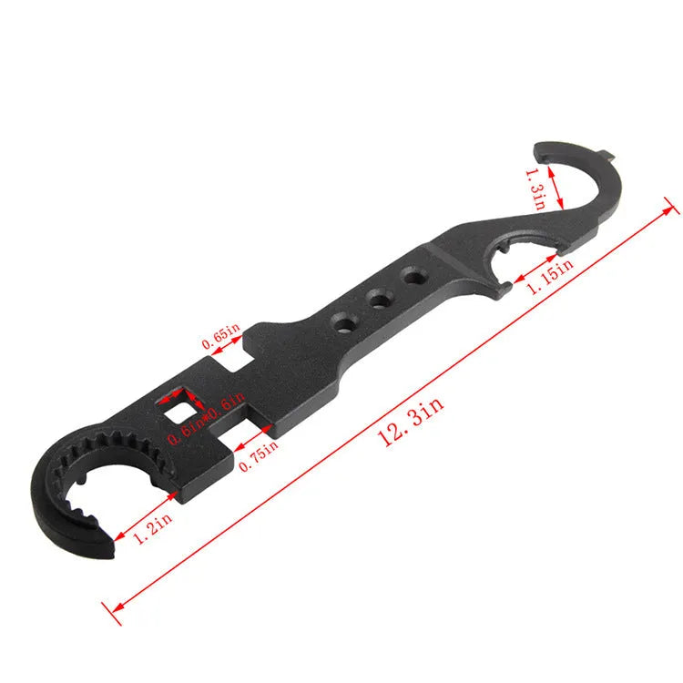 Black combination wrench for AR15 and M4 with dual-purpose shape and 40Cr steel construction