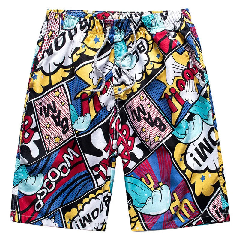 Mens quick dry swim trunks with mesh lining, thin section, available in multiple colours and patterns, Asian sizes M-4XL.
