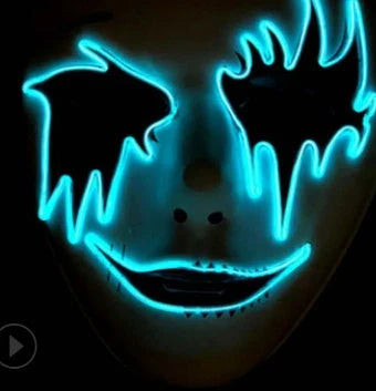 A luminous skeleton mask with an eye-catching EL wire design, perfect for Halloween costumes and decorations.