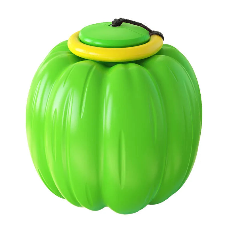 Halloween pumpkin shaped plastic dog chew ball with squeaker in orange colour