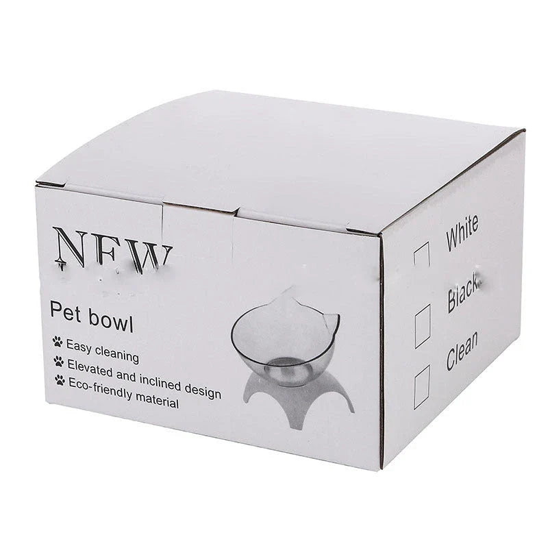 Elevated tilted double pet bowl with transparent design and adjustable stand