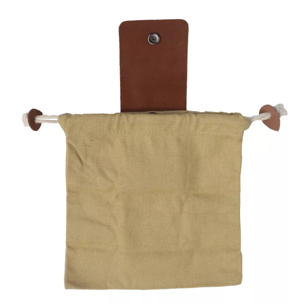 Leather and canvas foraging bag for outdoor adventures, collapsible design, 22*21cm