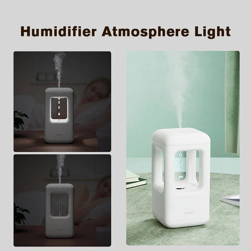 Quiet cool mist humidifier with anti-gravity water droplets, ideal for bedrooms and home decor