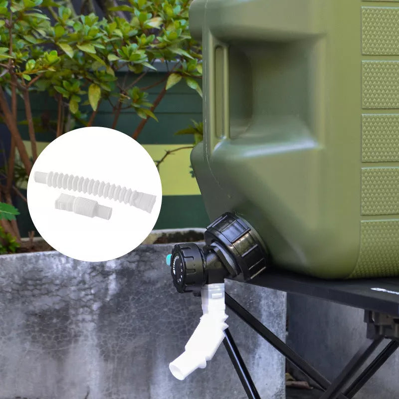 Army green portable water storage barrel with faucet, 18-liter capacity, square shape