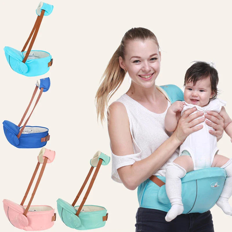 A comfortable 2-in-1 baby carrier with versatile carrying options, suitable for newborns to toddlers, featuring multiple color choices and a large storage compartment.