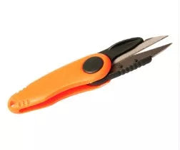 Crooked mouth angling scissors with ergonomic handles and high-carbon steel blades