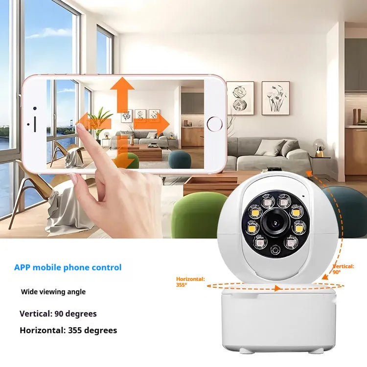 Indoor 1080p HD home surveillance camera with ceiling mount bracket on a white background.
