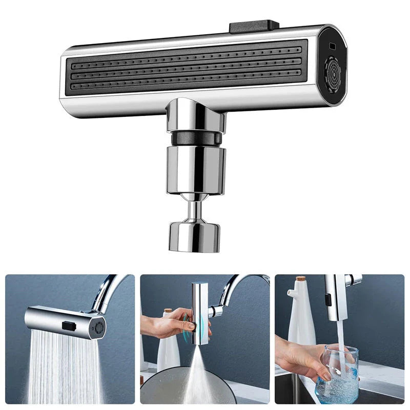Versatile kitchen faucet with adjustable water flow modes, high-arc design, and pull-down sprayer for efficient cleaning and rinsing