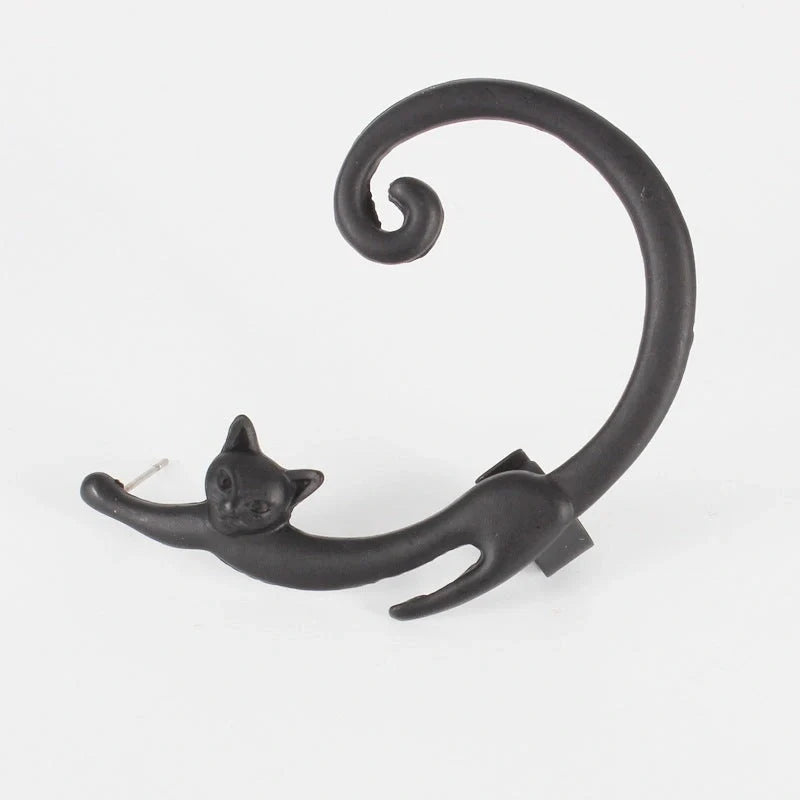 Stylish cat ear cuff earring with punk rock inspired design in black, gold, and silver colors