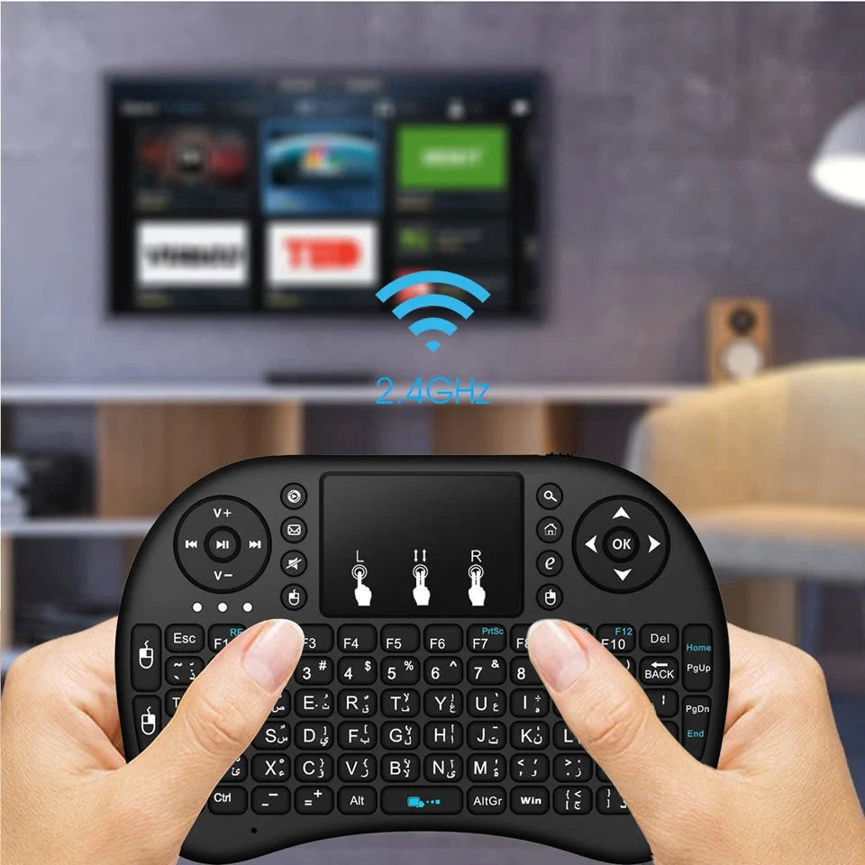 Wireless Smart Keyboard with larger touchpad, dual mouse buttons, and compact design for versatile device control