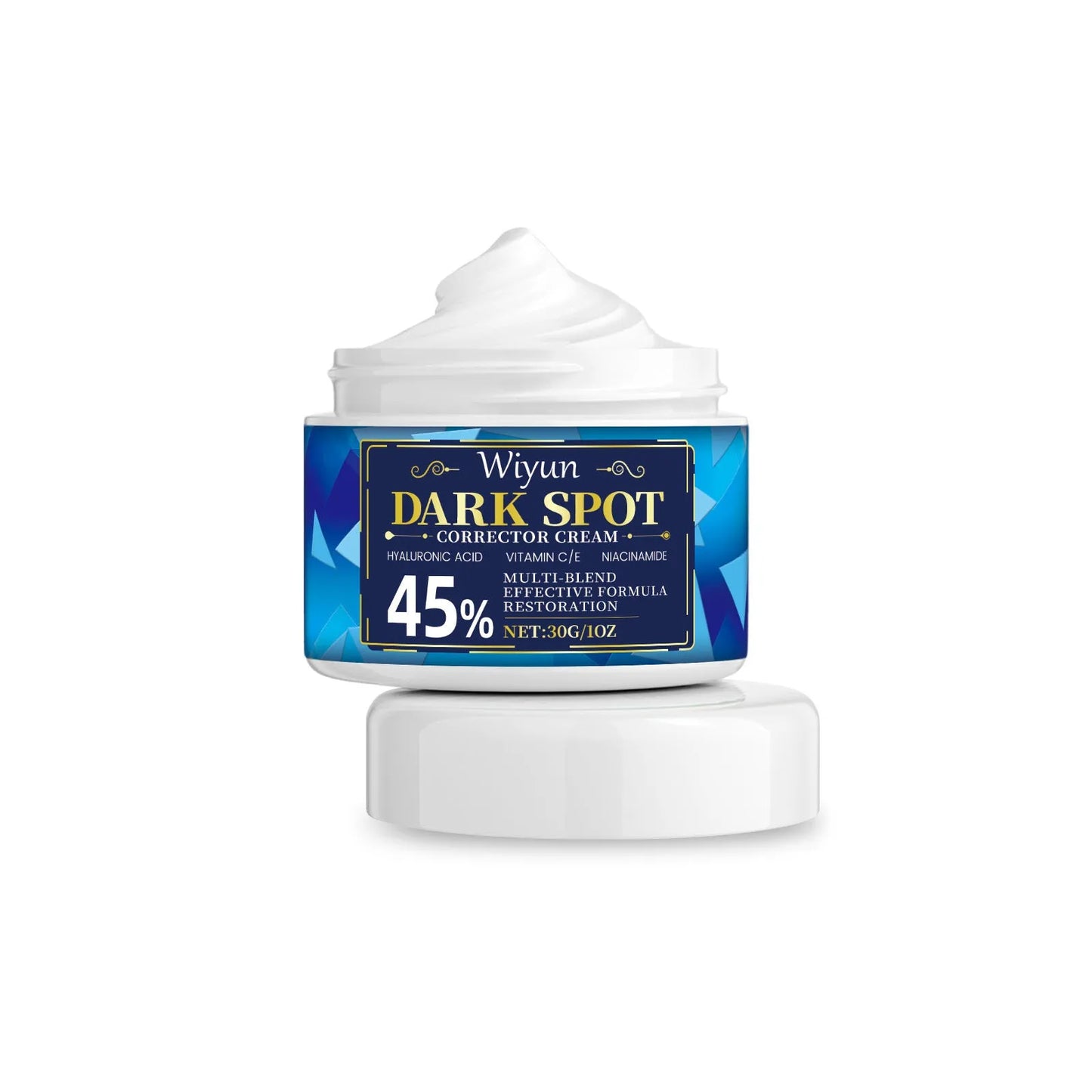 30g tube of dark spot corrector facial cream with hyaluronic acid and vitamin C.