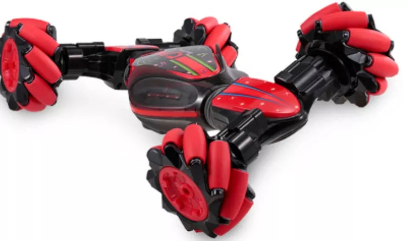 Double side RC Stunt Car in blue and red, ready for stunts on any terrain