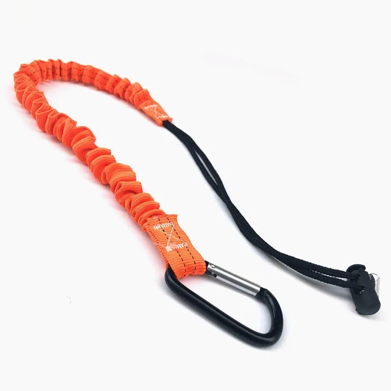 Orange 90cm long fishing rod fall protection safety rope with a 10kg load rating.
